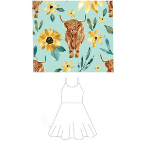 Bow back dress ~ Sunflower Highland